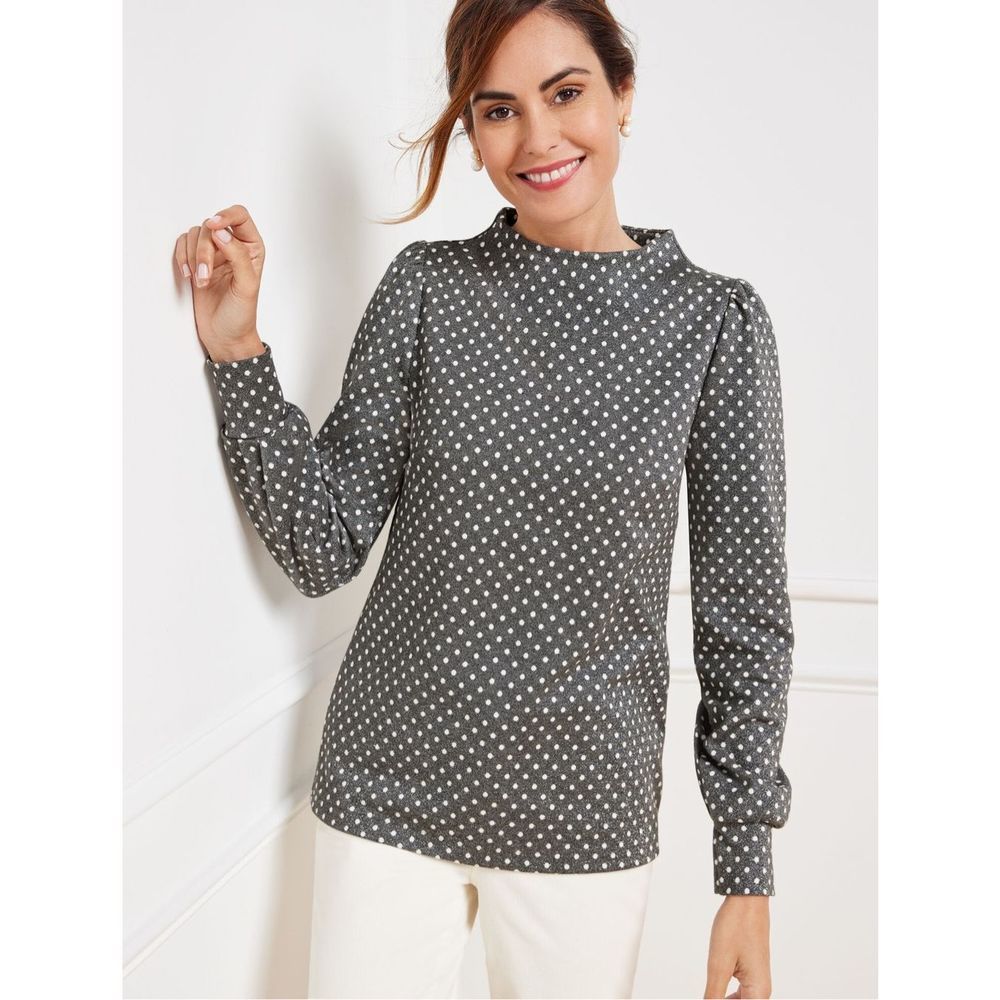 Talbots Gray Polka Dot Blouse - image 1